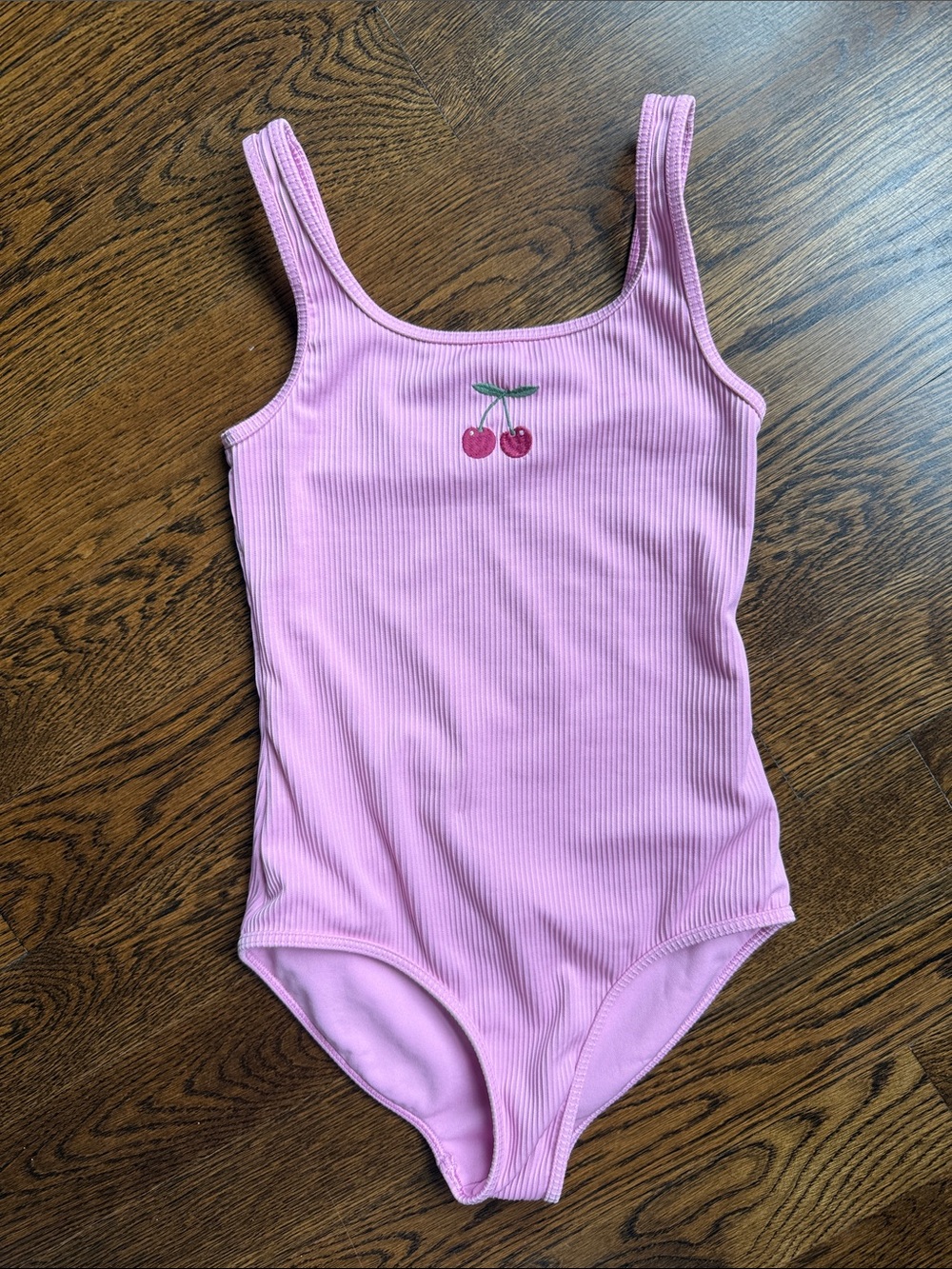 abercrombie kids Pink Ribbed One-Piece Swimsuit with Cherry Motif